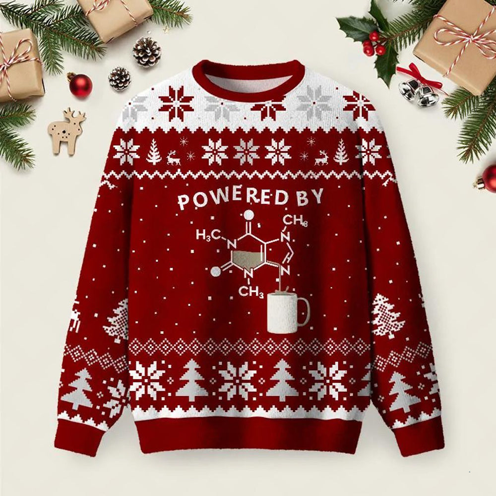 Powered By Caffeine Ugly Christmas Sweater Holiday Outfits Ideas Christmas Gifts.jpeg
