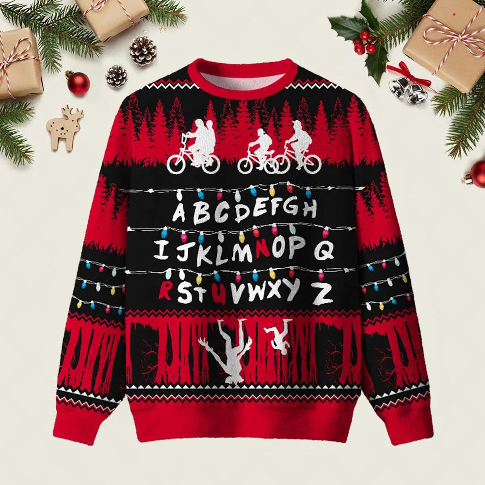 Upside Down Ugly Christmas Sweater Stranger Things Ugly Christmas Pullover Gifts