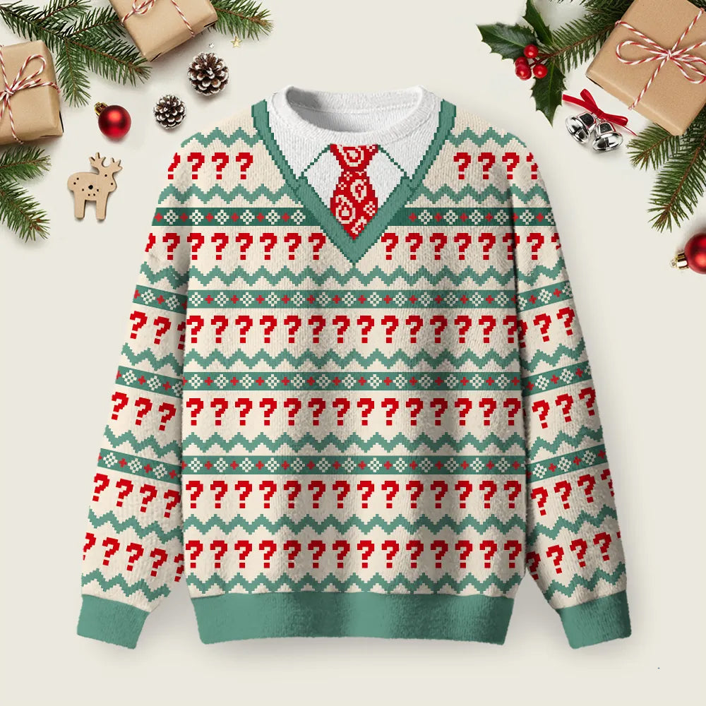 Question Mark Fake Collar Tie Ugly Christmas Sweater Festive Outfits Ideas Xmas Gifts.png