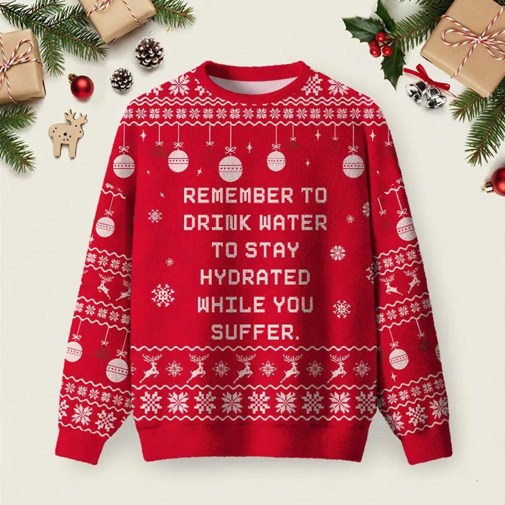 Remember To Drink Water Ugly Christmas Sweater Winter Apparel Xmas Presents Ideas.jpeg