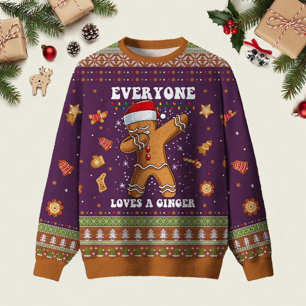 Gingerbread Dabbing Everyone Loves A Ginger Ugly Christmas Sweater Funny Xmas Sweaters