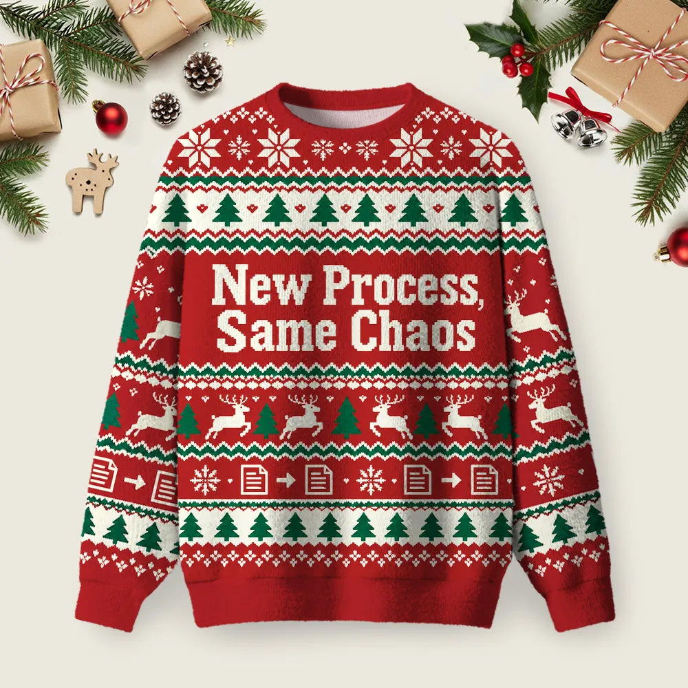 New Process Same Chaos Ugly Christmas Sweater Festive Clothing Xmas Party Outfits
