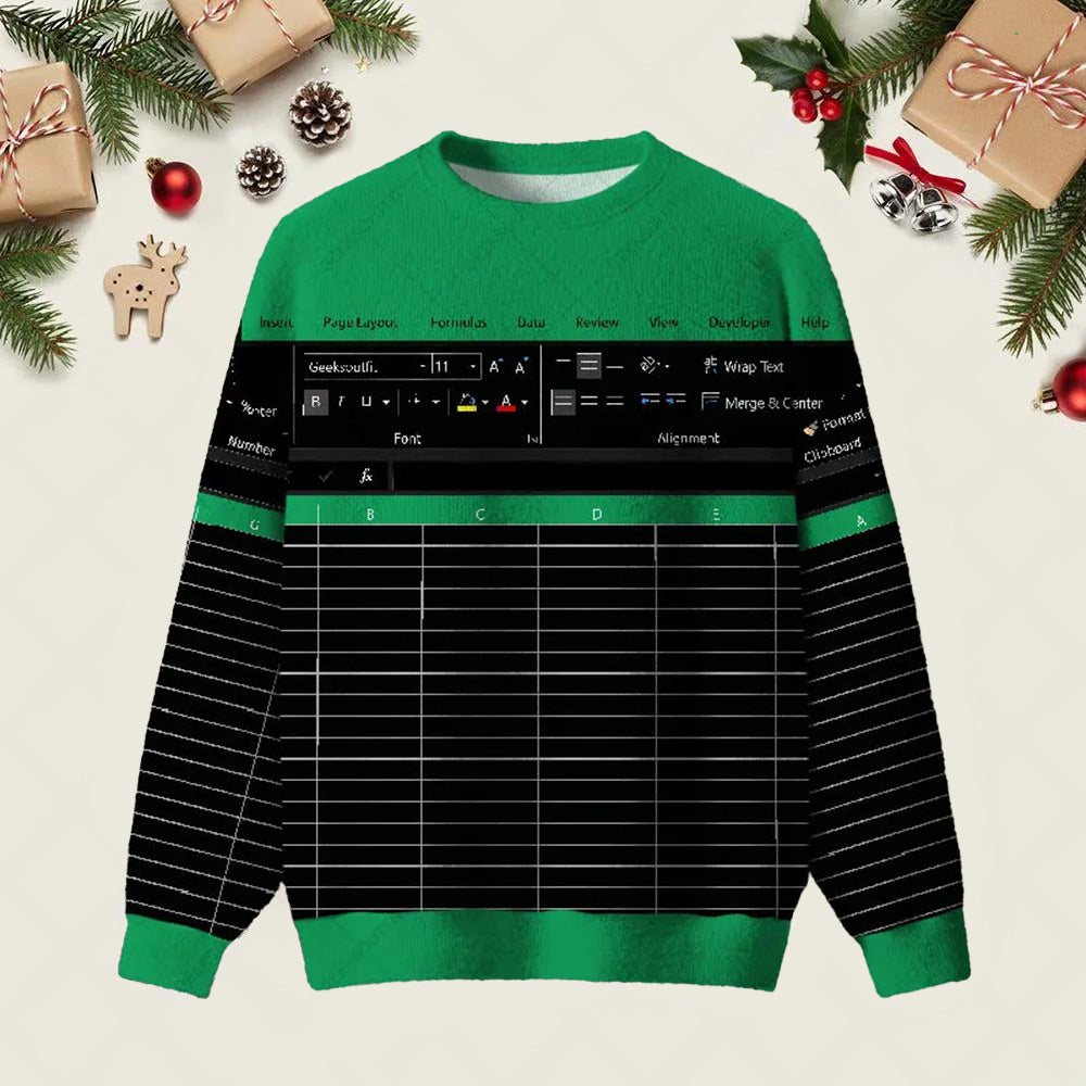 Excel Funny Night Mode Ugly Christmas Sweater Funny Xmas Sweater Gifts For Coworkers