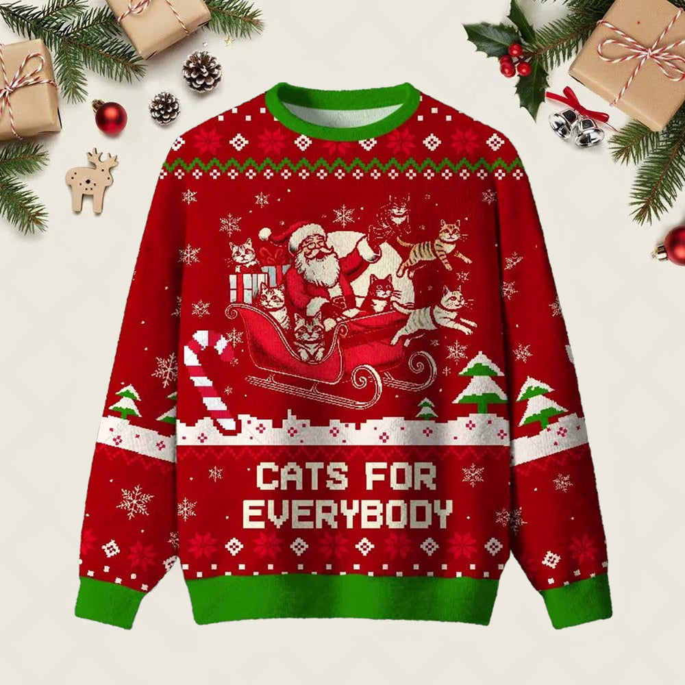 Cat Santa Cats For Everybody Ugly Christmas Sweater Xmas Party Outfits Gifts For Cat Lovers