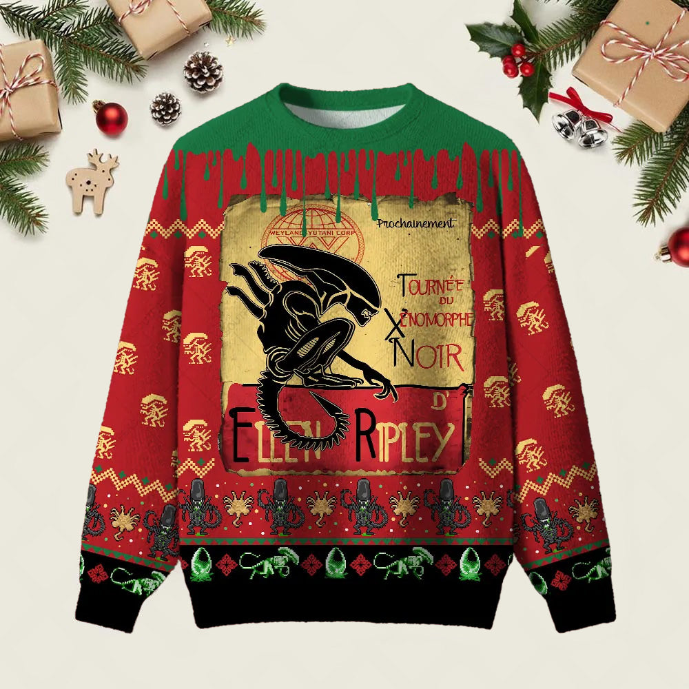 Alien Sci Fi Vintage Ugly Christmas Sweater Christmas Day Outfit Xmas Gifts For Sci Fi Lovers