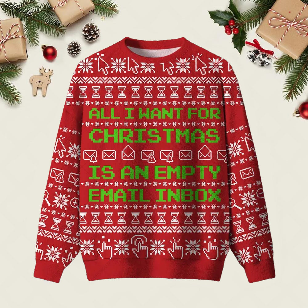 An Empty Email Inbox Ugly Christmas Sweater Funny Holiday Sweaters Xmas Gifts For BFF