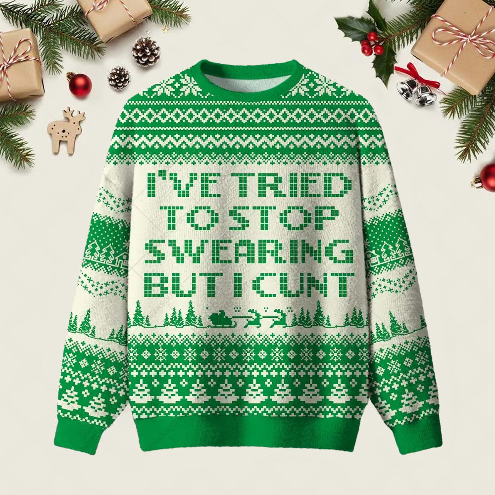 Ive Tried To Stop Swearing Ugly Christmas Sweater Christmas Clothes Xmas Apparel Gifts