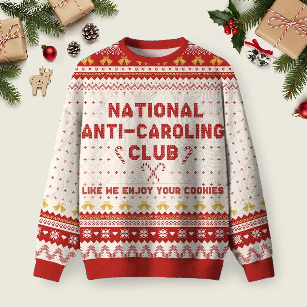 National Anti Caroling Club Ugly Christmas Sweater Family Christmas Clothes Xmas Apparel