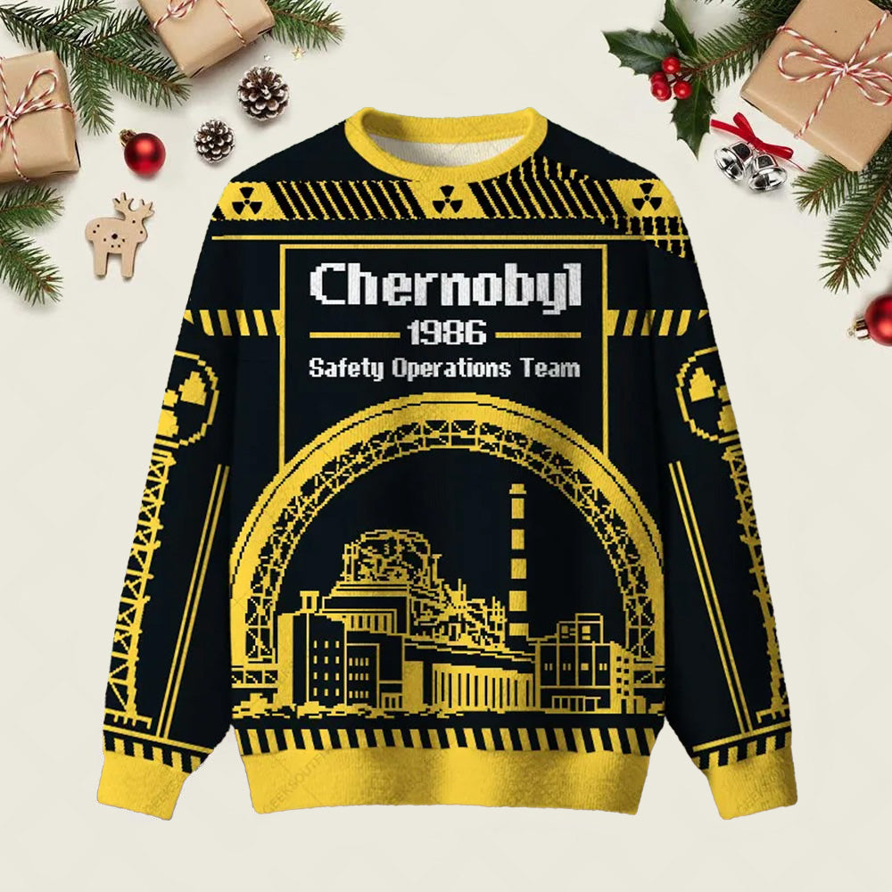 Chernobyl 1986 Safety Operation Team Ugly Christmas Sweater Dark Humor Christmas Sweaters