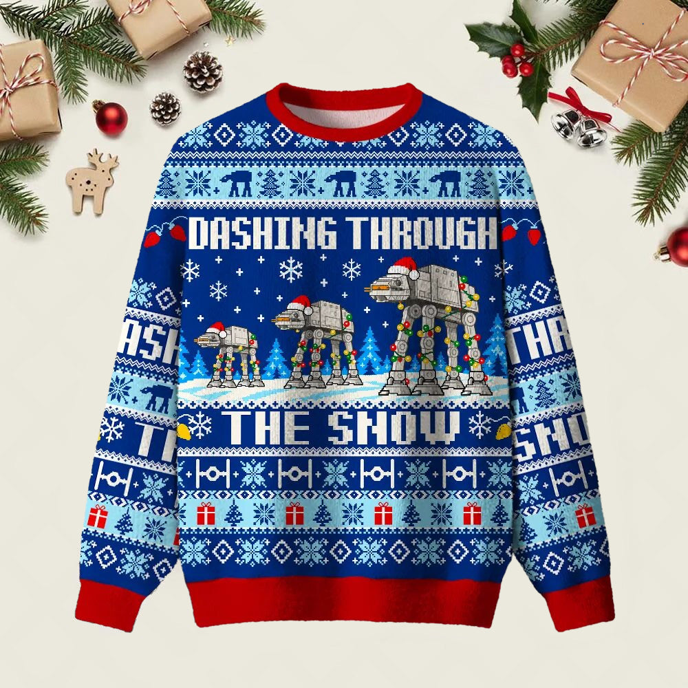 Dashing Through The Snow AT Walker Ugly Christmas Sweater Xmas Clothing Star Wars Fans Gifts