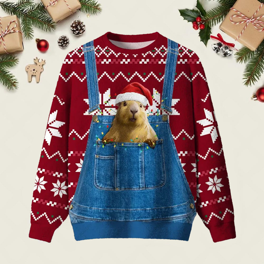 Overalls Groundhog Ugly Christmas Sweater Christmas Day Outfit Xmas Sweater Gifts