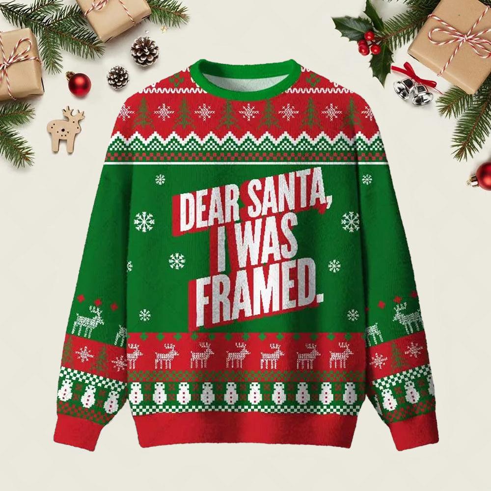 Dear Santa I Was Framed Ugly Christmas Sweater Xmas Party Outfits Christmas Gifts For BFF