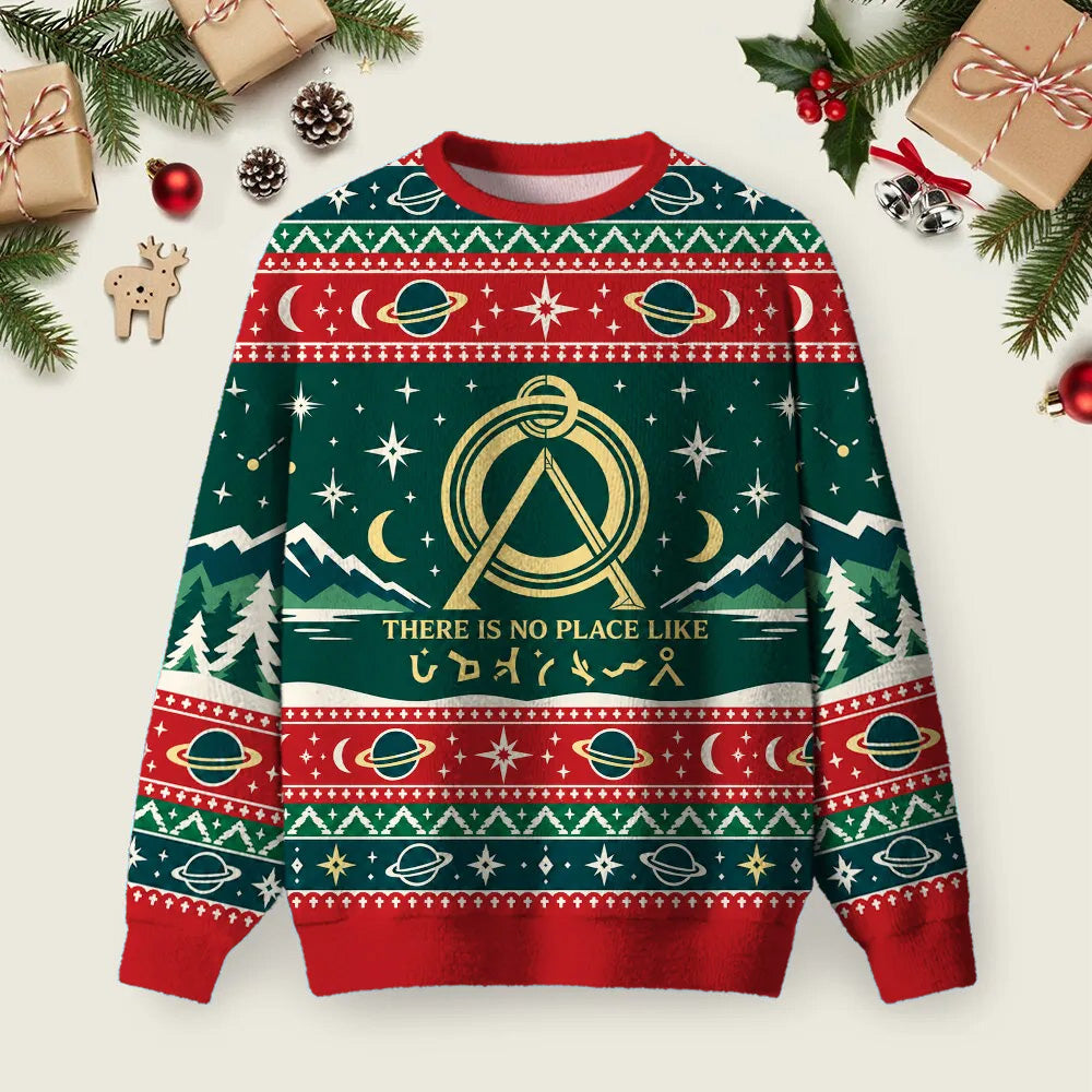There Is No Place Like Home Vintage Stargate Ugly Christmas Sweater Festive Clothes Gifts
