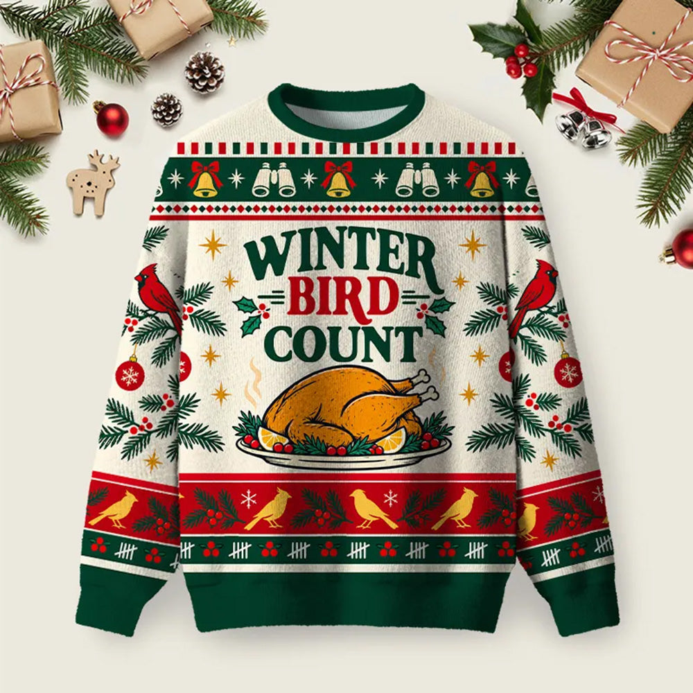 The Ultimate Winter Bird Count Ugly Christmas Sweater Holiday Clothing Xmas Pullover