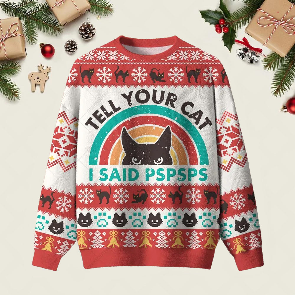 Tell Your Cat Ugly Christmas Sweater Xmas Party Clothes Christmas Apparel Gifts Ideas