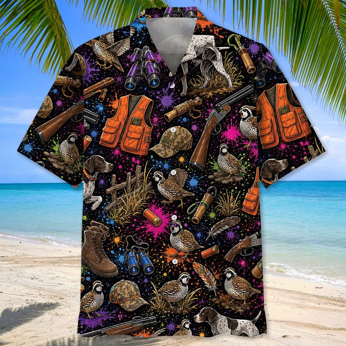 Bird Hunting Pattern Hawaiian Shirt Vintage Hunting Season Button Up Shirt Him Gifts