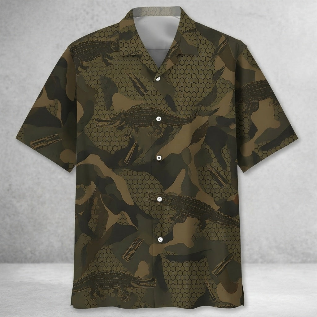 Alligator Hunting Camo Hawaiian Shirt Hunting Aloha Shirt Hunting Lover Gifts