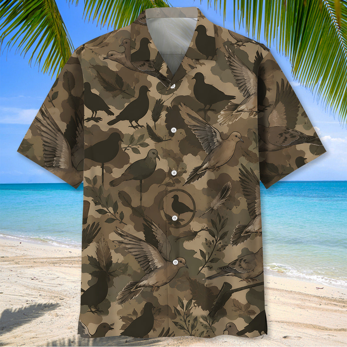 Dove Camouflage Graphic Pattern Hawaiian Shirt Hunter Aloha Shirt Gift For Husband