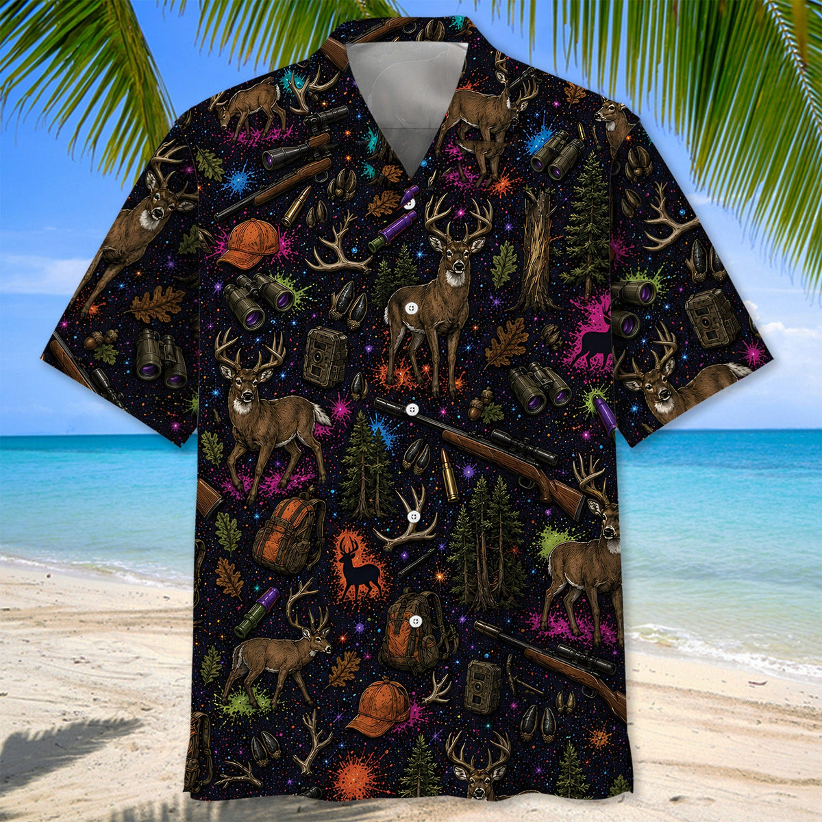 Color Deer Hunting Pattern Hawaiian Shirt Hunting Season Aloha Shirt Presents For Dad