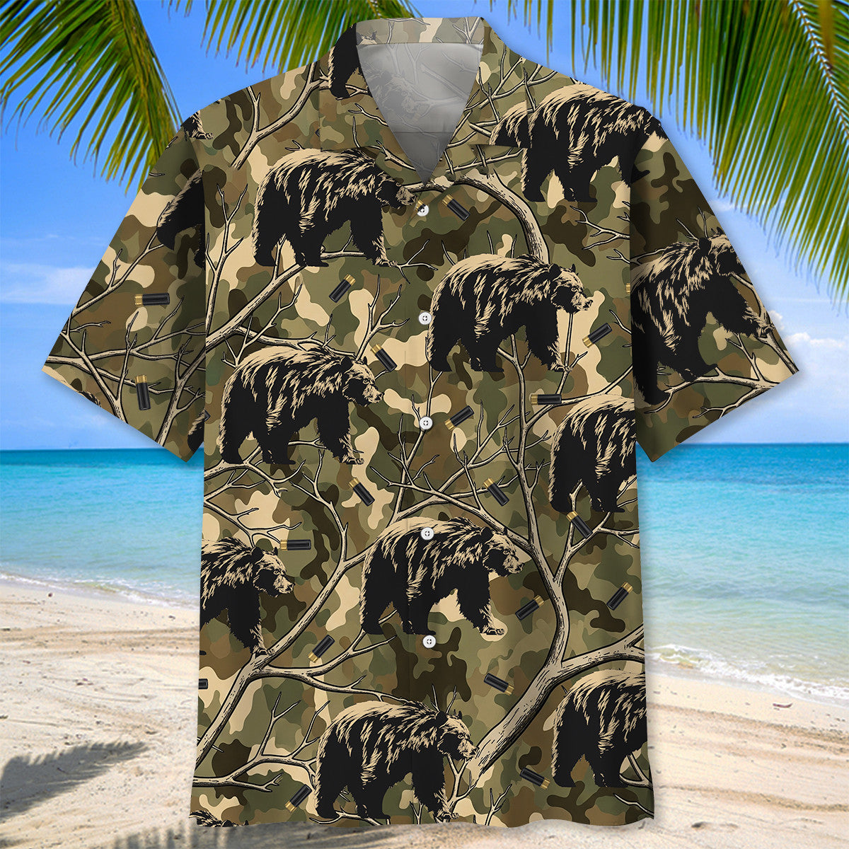 Bear Hunting Camo Hawaiian Shirt Men_s Hunting Season Gear Gift For Hunter