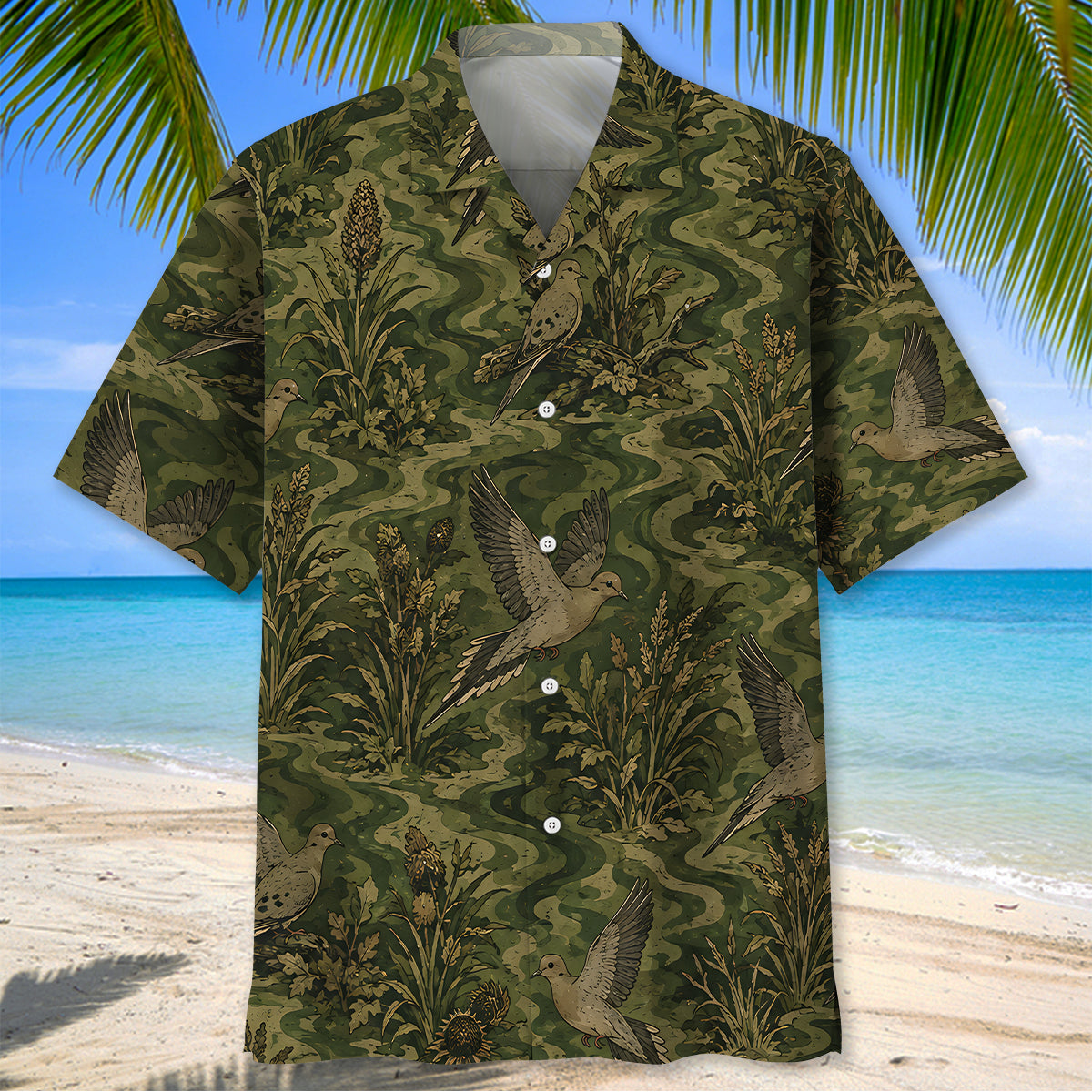 Dove Hunting Pattern Camo Hawaiian Shirt Hunting Season Aloha Shirt Bird Hunter Gift