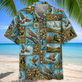 Dove Hunting Vintage Hunting Pattern Blue Hawaiian Shirt Huntin Season Shirt Dad Gift