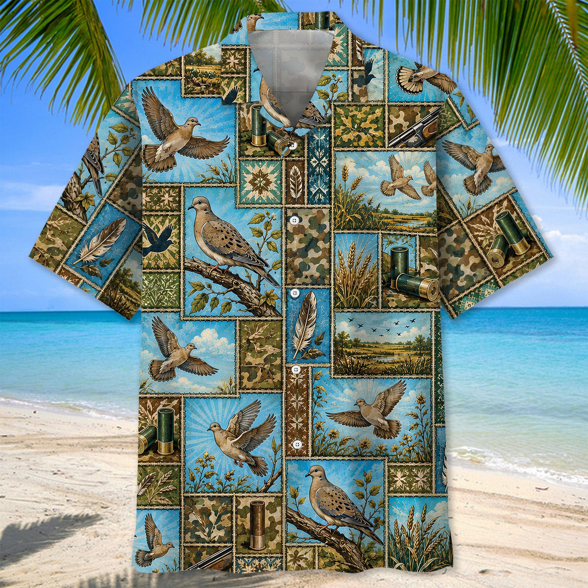 Dove Hunting Vintage Hunting Pattern Blue Hawaiian Shirt Huntin Season Shirt Dad Gift