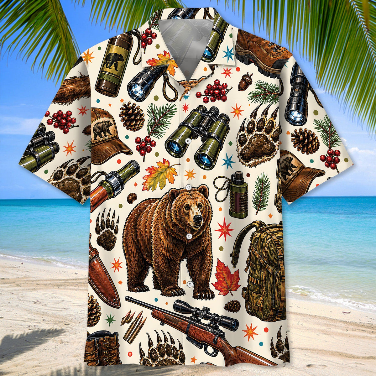 Bear Hunting Pattern Hawaiian Shirt Huntin Season Shirt Hunting Lover Gifts