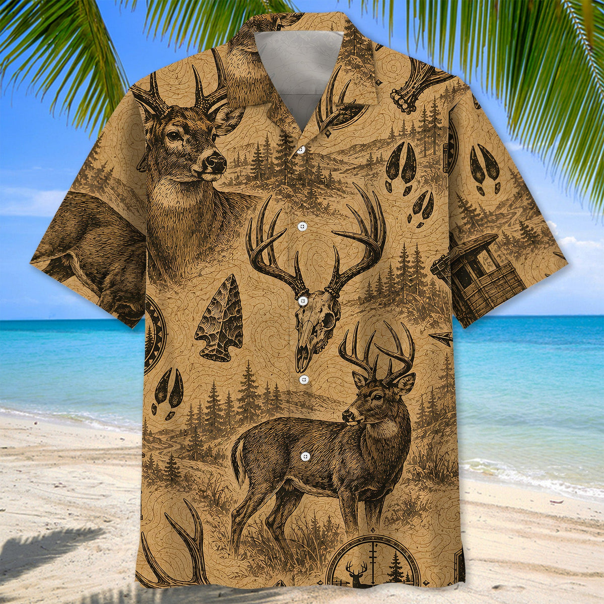 Deer Hunting Vintage Artwork Hawaiian Shirt Deer Hunting Clothing Husband Gifts