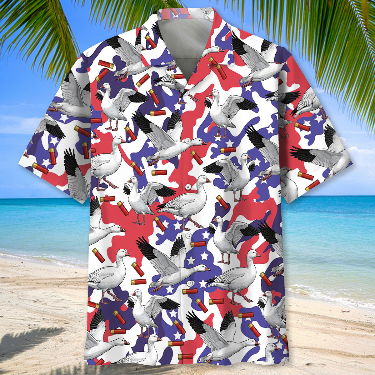 America Duck Hunting Pattern Camo Hawaiian Shirt Hunter Aloha Shirt Him Gifts