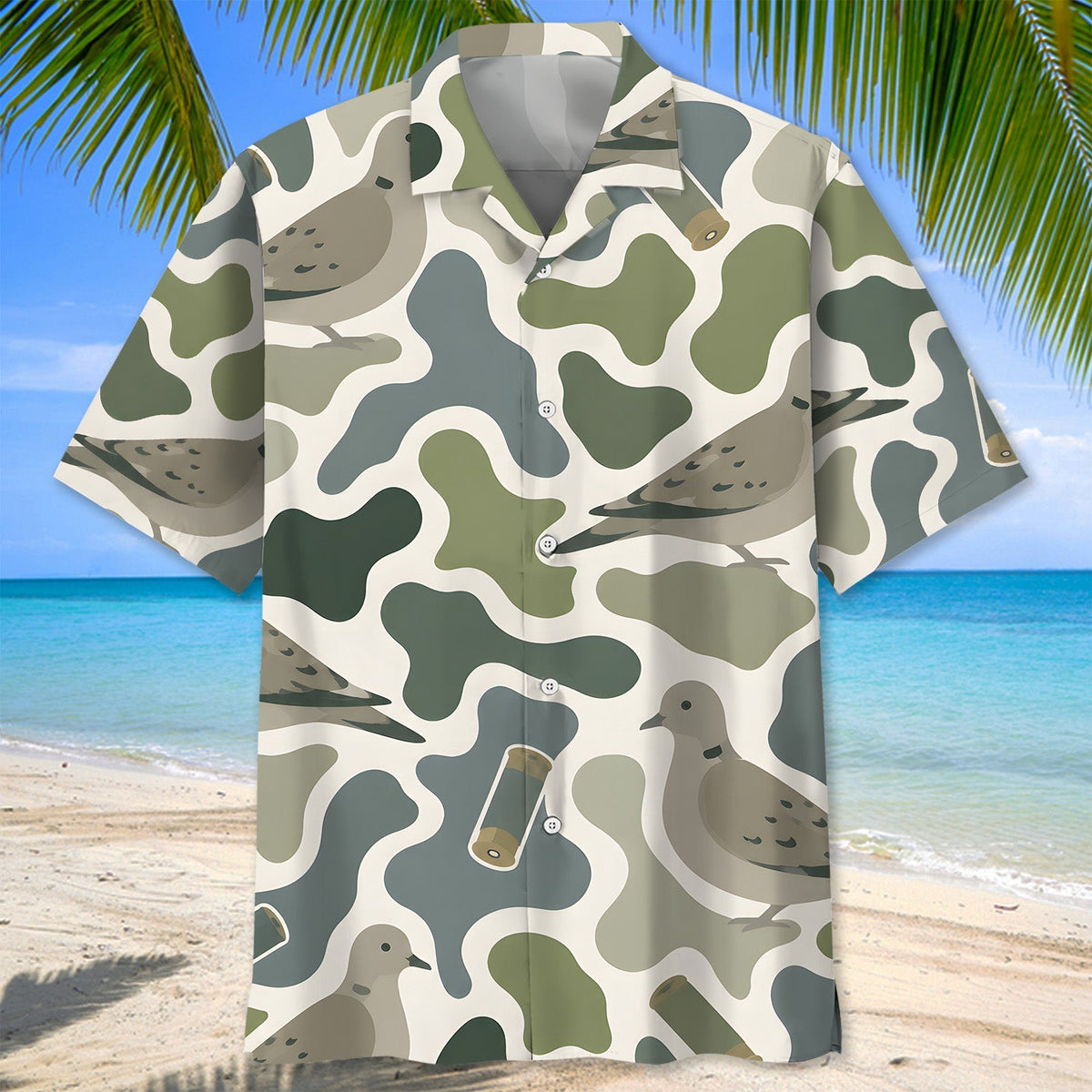 Dove Camouflage Hunting Funny Pattern Hawaiian Shirt  Hunting Lover Clothes Dad Gifts