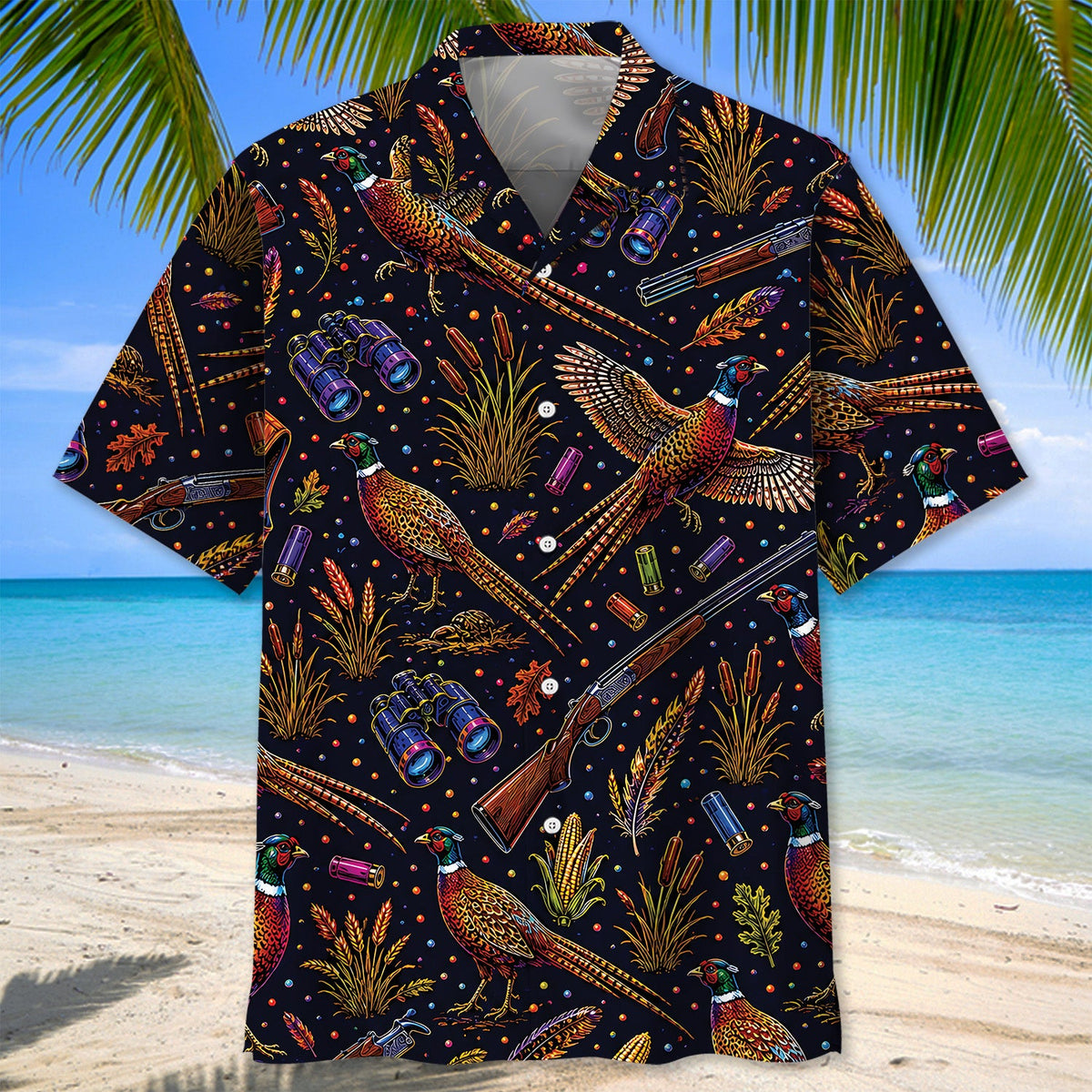 Color Pheasant Hunting Pattern Hawaiian Shirt Hunting Aloha Shirt Hunter Gift