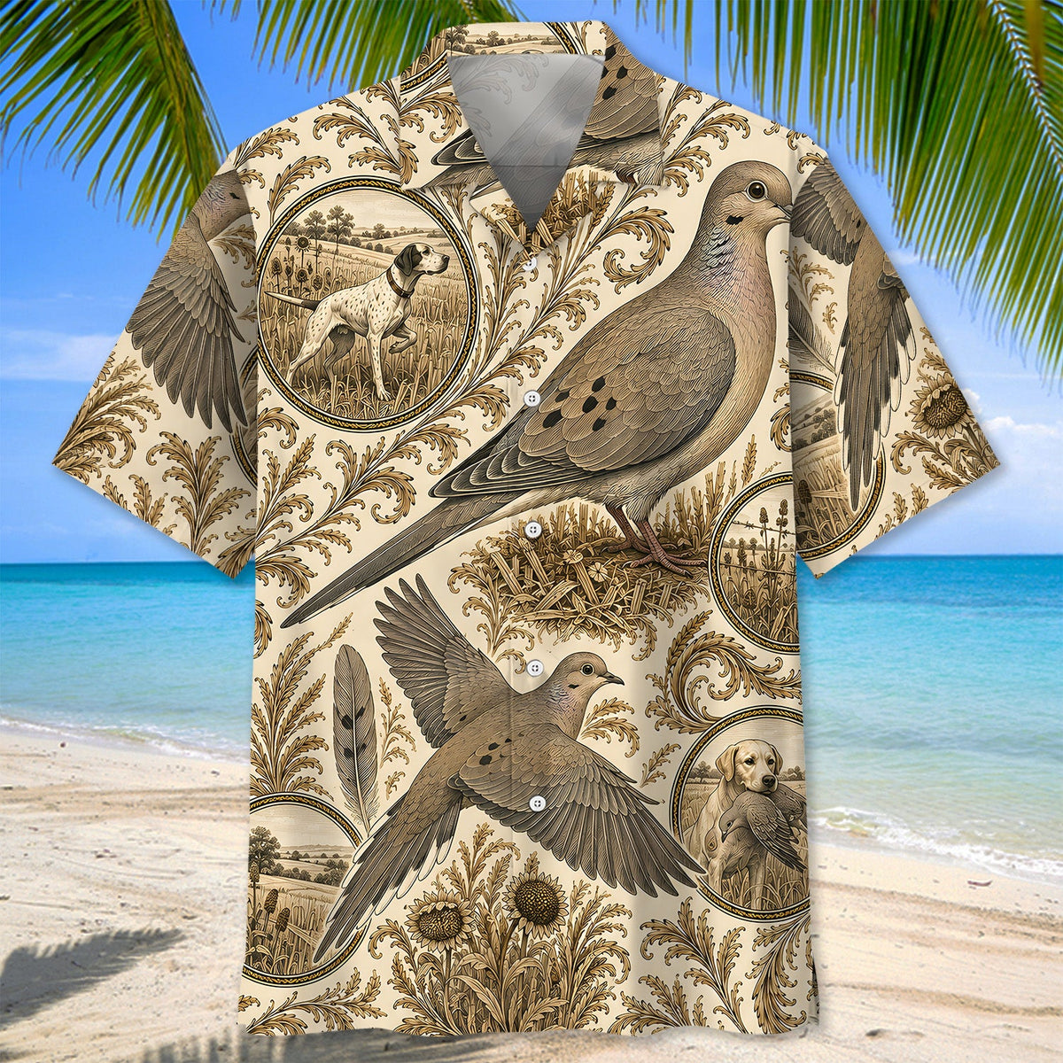 Dove Hunting Pattern Hawaiian Shirt Vintage Hunting Season Aloha Shirt Dad Gift