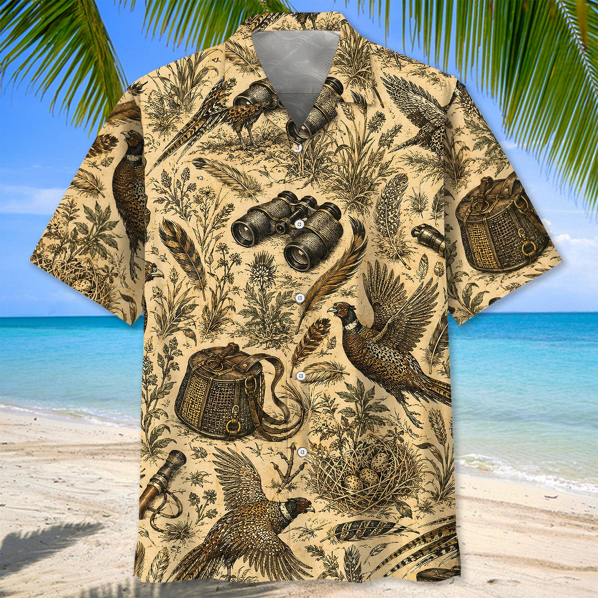 Pheasant Hunting Pattern Hawaiian Shirt Vintage Huntin Season Clothing Him Gifts