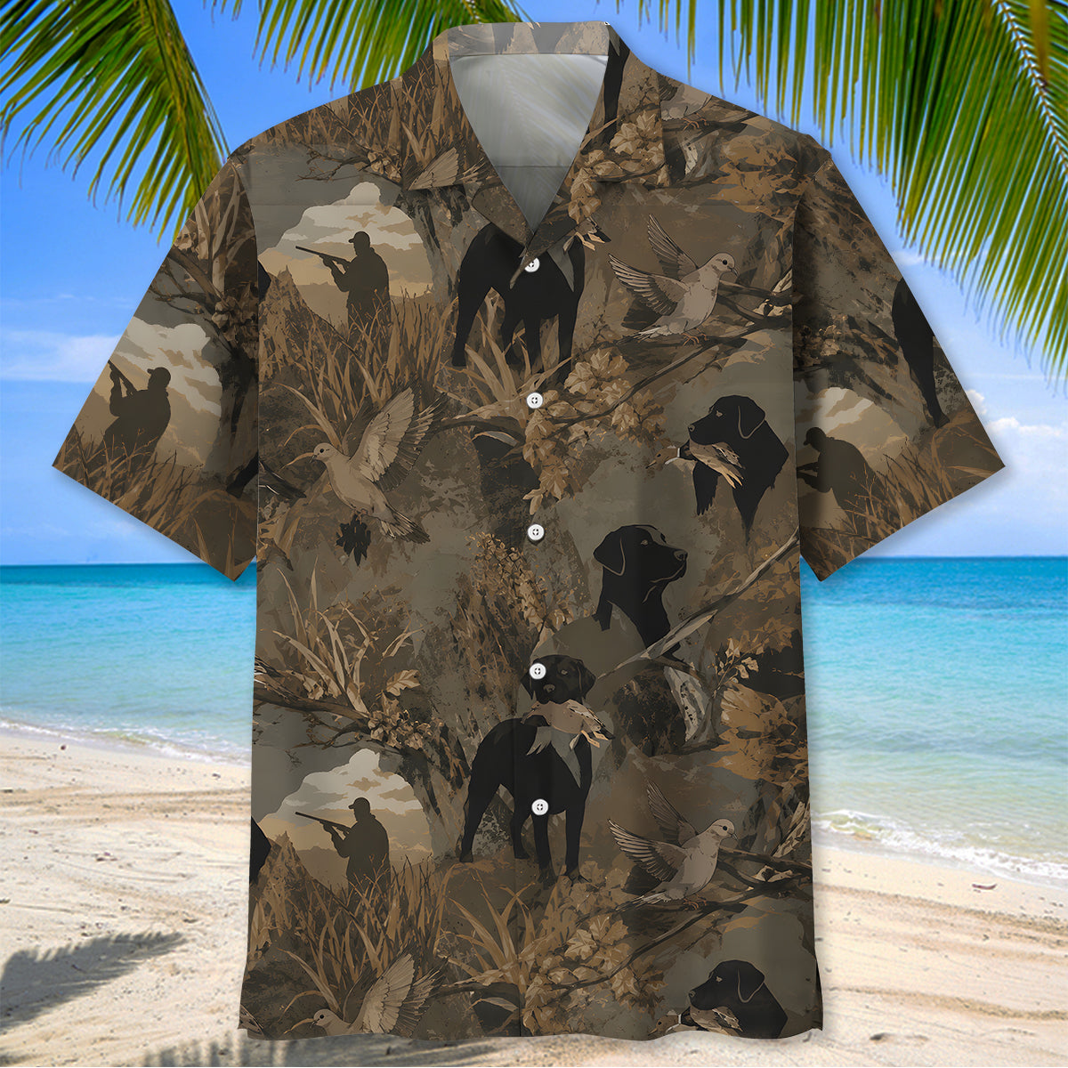 Mourning Dove Retriever Camouflage Hawaiian Shirt Hunting Lover Shirt Dad Gifts