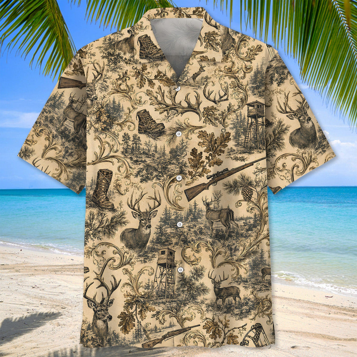 Vintage Deer Hunting Pattern Hawaiian Shirt Hunting Aloha Shirt Gifts For Friends