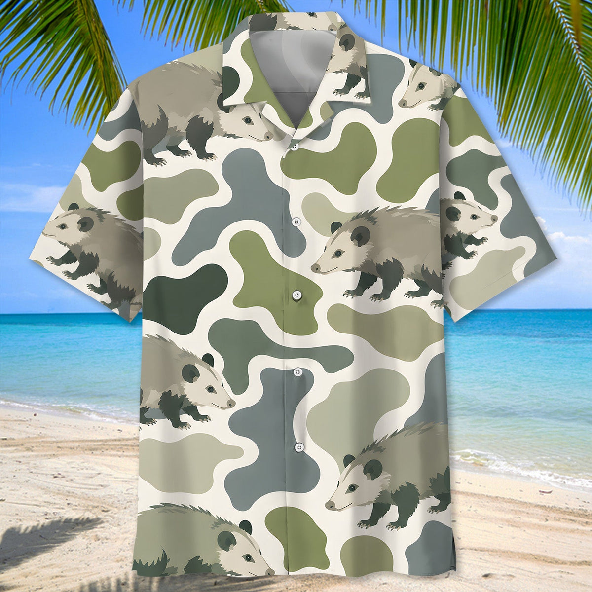 Vintage Opossum Pattern Hawaiian Shirt Hunting Season Aloha Shirt Hunting Lover Gifts