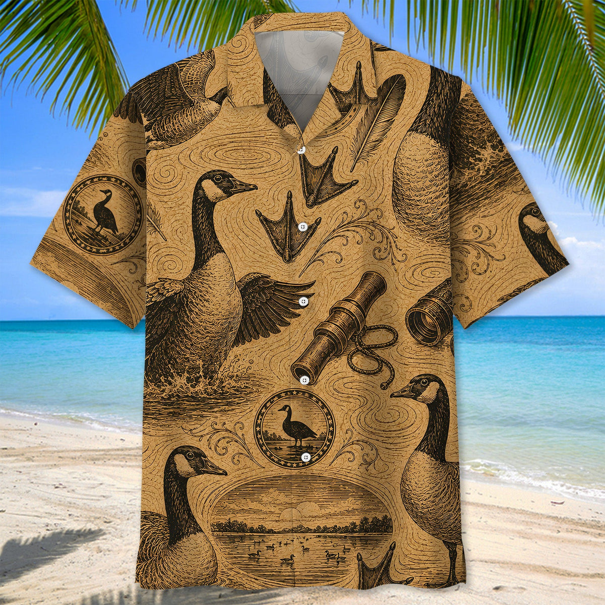Vintage Duck Camouflage Hunting Pattern Hawaiian Shirt Hunting Season Attire