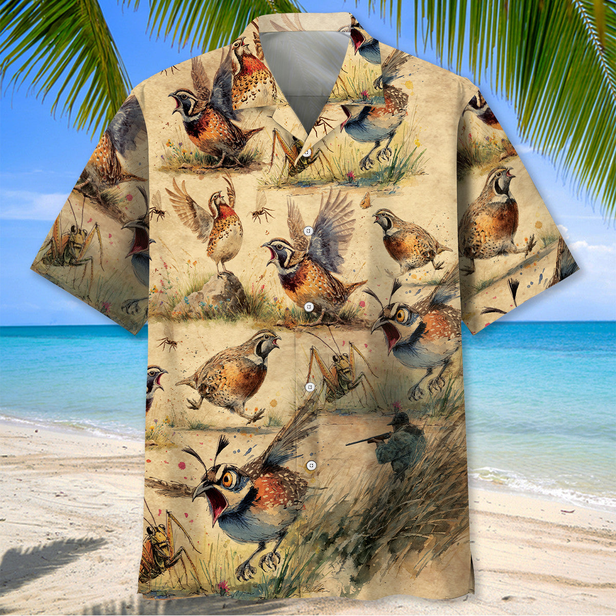 Funny Bird Hunting Pattern Hawaiian Shirt Hunter Aloha Shirt Gift For Dad