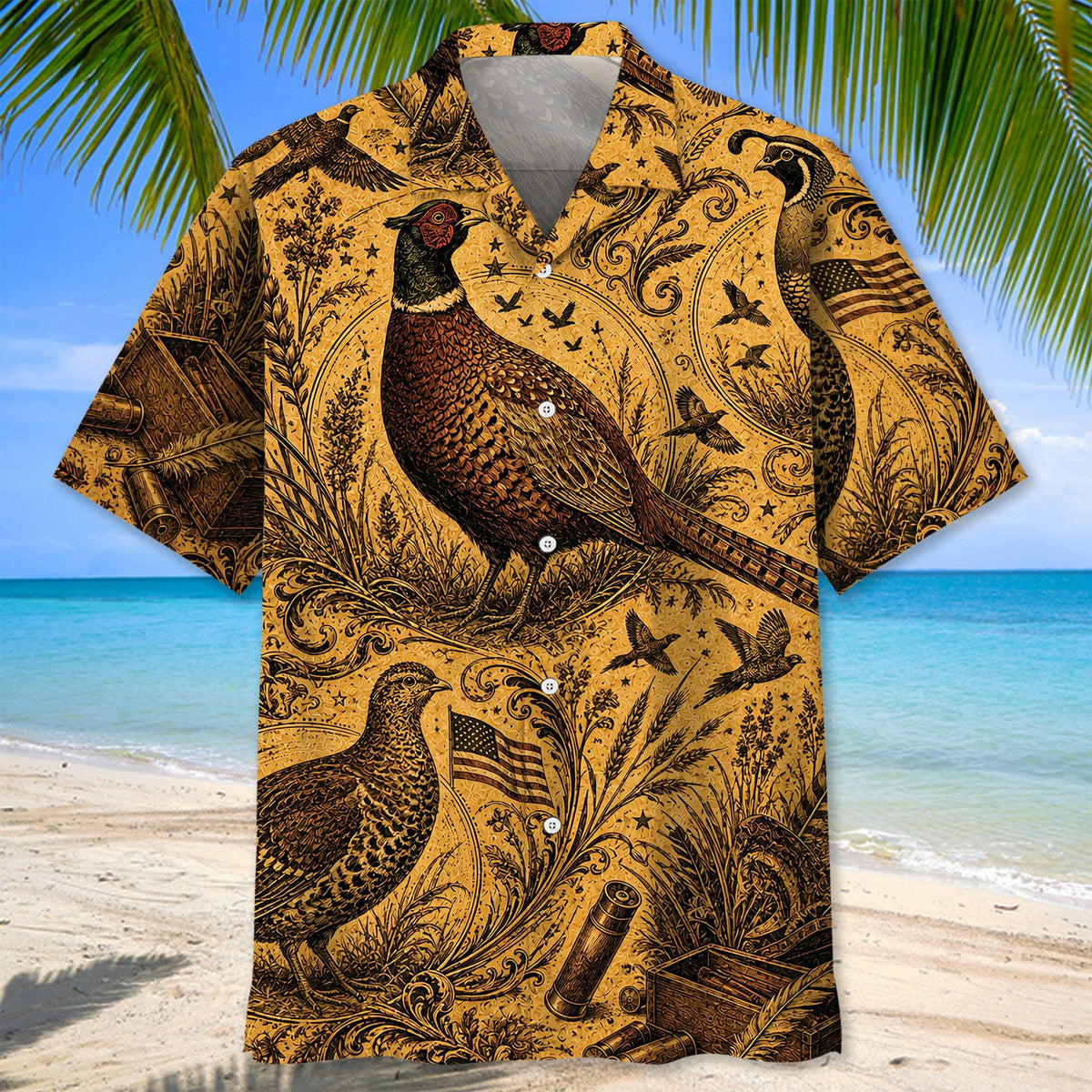 Vintage Pheasant Hunting Hawaiian Shirt Hunting Aloha Shirt Husband Gifts