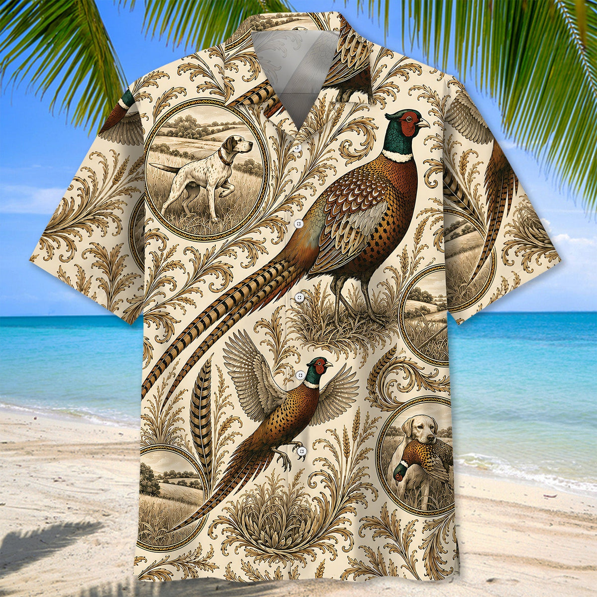 Pheasant Hunting Pattern Hawaiian Shirt Huntin Season Clothing Husband Gifts