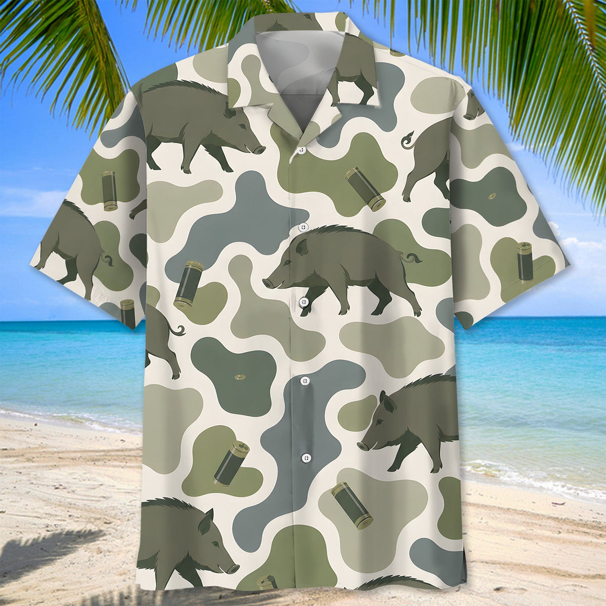 Wild Boar Camouflage Hunting Funny Pattern Hawaiian Shirt Hunting Aloha Shirt Gifts