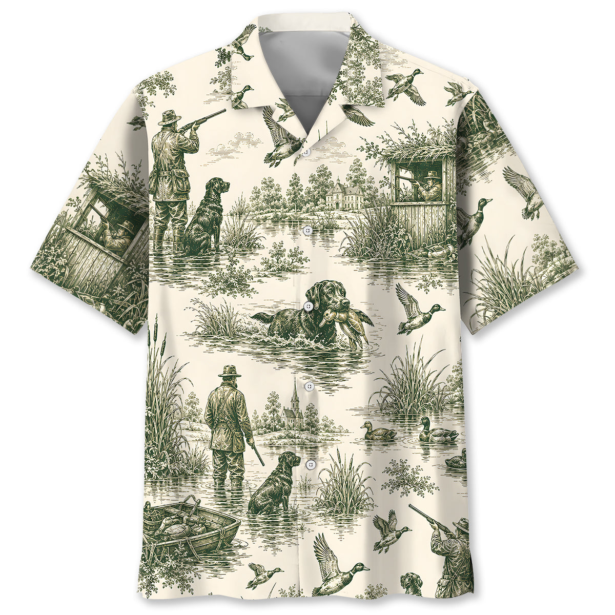 Vintage Duck Hunting Pattern Hawaiian Shirt Hunting Aloha Shirt Hunting Season Gift