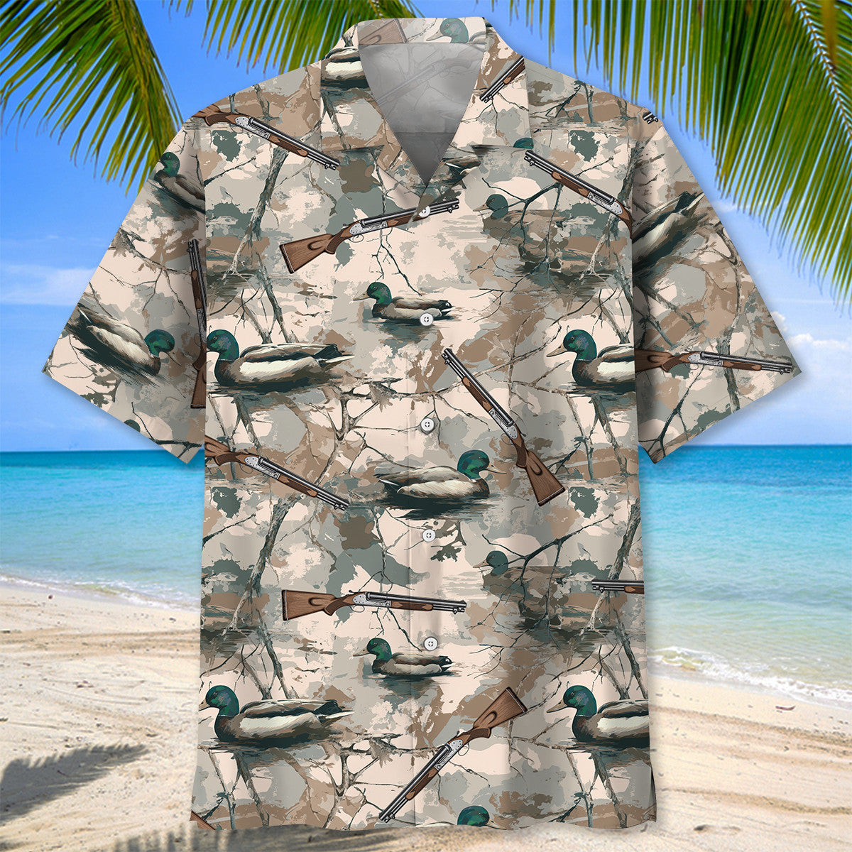 Duck Hunting Pattern Hawaiian Shirt Hunting Button Up Shirt Gifts For Husband