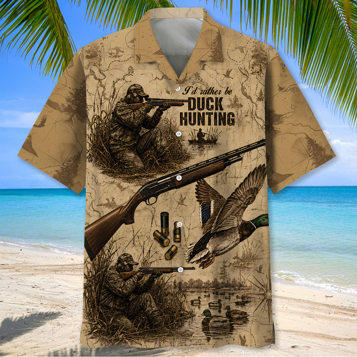 Vintage Wild Deer Hunting Hawaiian Shirt I_d Rather Be Duck Hunting Clothing Dad Gift
