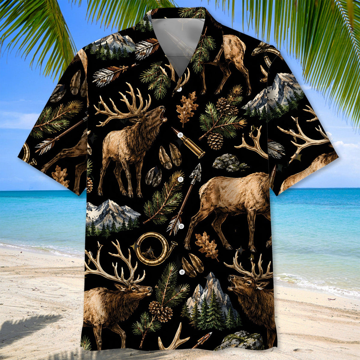 Vintage Deer Hunting Pattern Hawaiian Shirt Hunting Season Aloha Shirt Dad Gifts