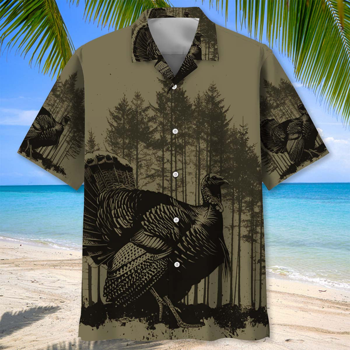 Vintage Wild Turkey Hunting Pattern Hawaiian Shirt Huntin Season Shirt Dad Gifts