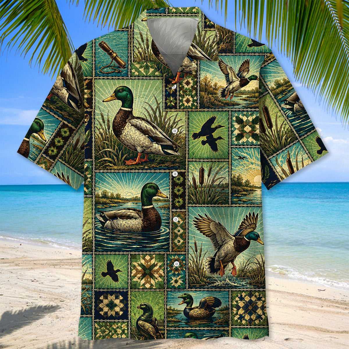 Duck Hunting Pattern Hawaiian Shirt Vintage Hunting Season Button Up Shirt Dad Gifts