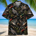 Vintage Wild Dove Hunting Camouflage Black Hawaiian Shirt Hunting Aloha Shirt_