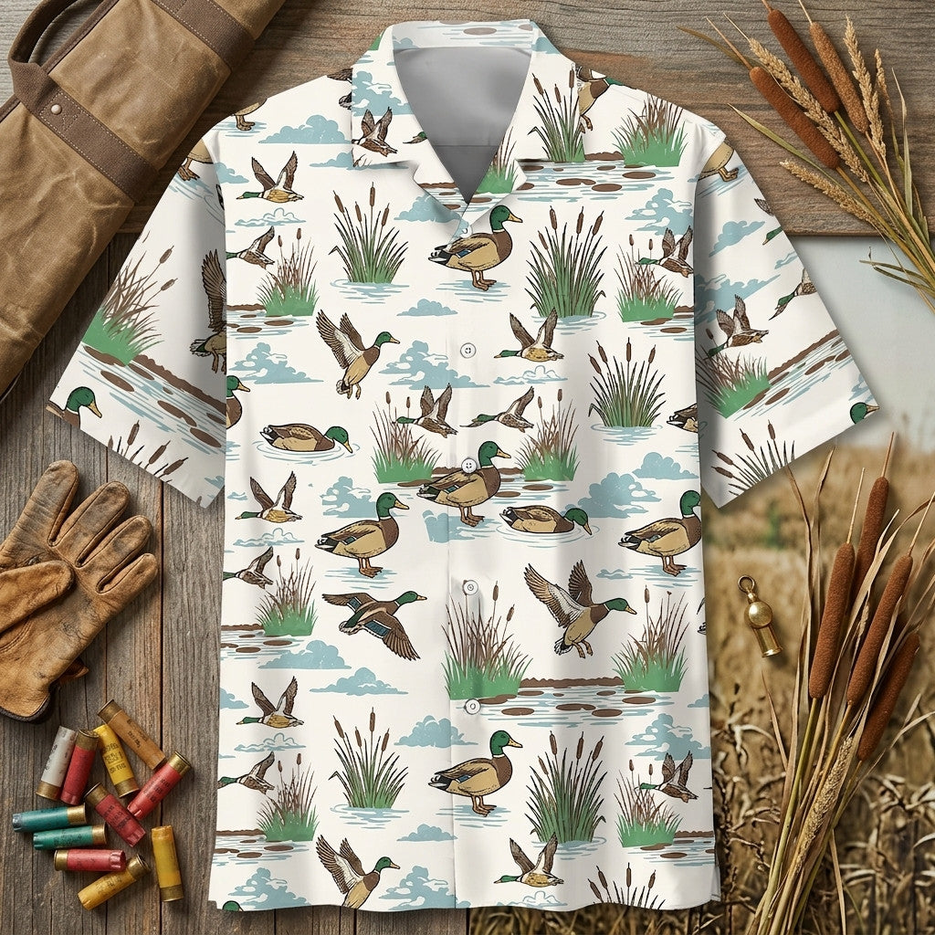 Duck Hunting Pattern Hawaiian Shirt Outdoor Hawaiian Shirt Gift For Duck Hunter